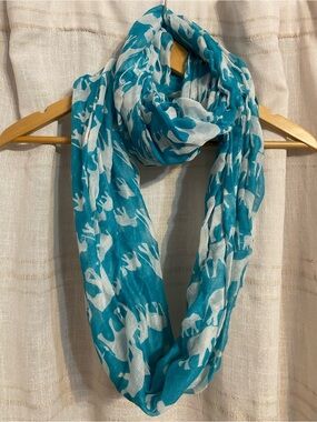 American Eagle Teal Elephant Print Infinity Loop Scarf Boho Festival